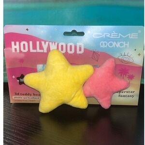 The Crème Shop X Hollywood x ONCH Plush Spa Headband Yellow Pink Star